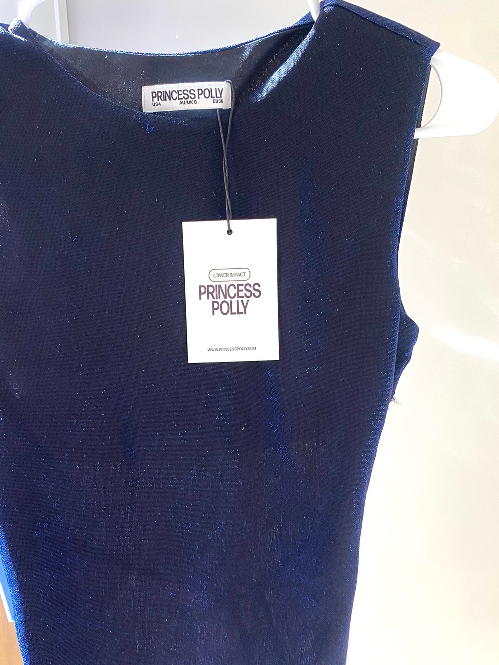 Princess Polly Deep Navy Velvet Sleeveless Tank